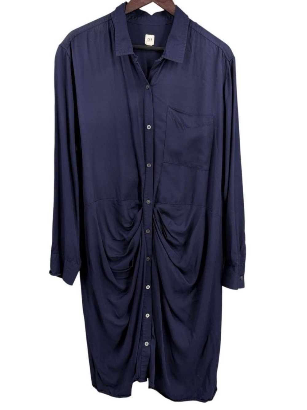 NWT GAP Ruched Long Sleeve Dress, Size XXL in Navy Blue